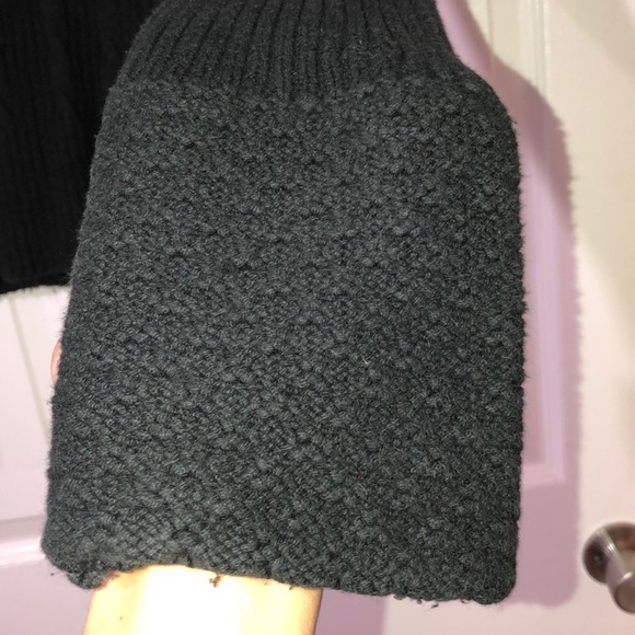 DKNY | BLACK 1/2 ZIP PULLOVER LONG WIDE SLEEVE HOODED SWEATER LARGE - Picture 3 of 7